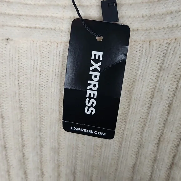Express ribbed crop sweater cardigan women's Large oat NWT - Picture 5 of 8